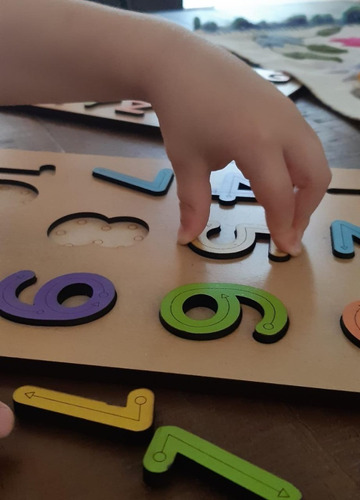 Imagen 3 de 10 de Juego Encastre Madera Didáctico Infantil Números Niños