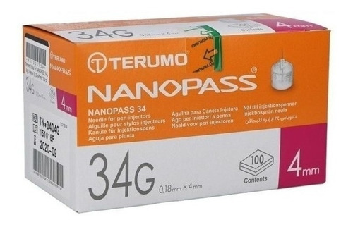 Aguja Ultra Finas Terumo Nanopass 34g X 4mm Las Mas Finas