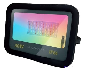 Reflector Led 30w 120lm/v Rgb Mult 85-265v Negro Lucerna