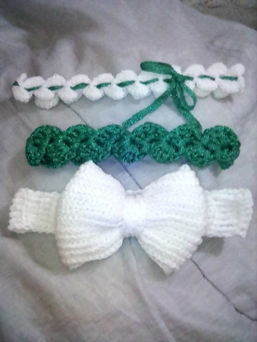 Set De  Tres Vinchas Tejidas Crochet Todas Las Edades Bebe 