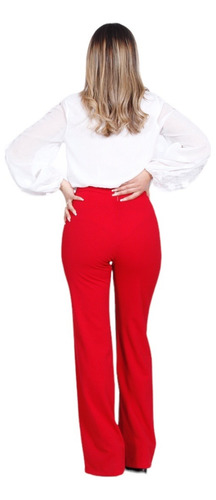 Pantalon De Vestir Mujer Elegante Casual Tiroalto Acampanado