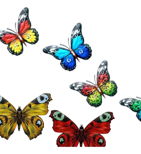 Paquete De 6 Mariposas Grandes De Metal/mariposa - Jardín