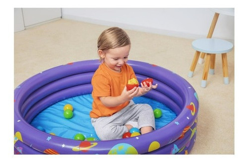 Imagen 6 de 6 de Alberca Redonda 1.02x.25cm Con Pelotas Morada 52466 Bestway