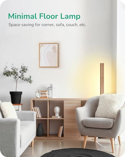 Lámpara De Pie Led Madera Regulable Control Remoto, 7 Temper