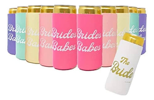 Bride's Babes Bachelorette Party Skinny Can Sleeves 11 Pack 