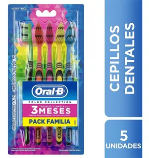 Cepillo Dental Oral B Color Pack Familia 5 Unidades