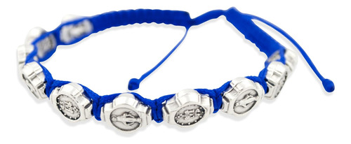 Pulsera De Cord N Ajustable Cat Lica Con Medallas Tejidas