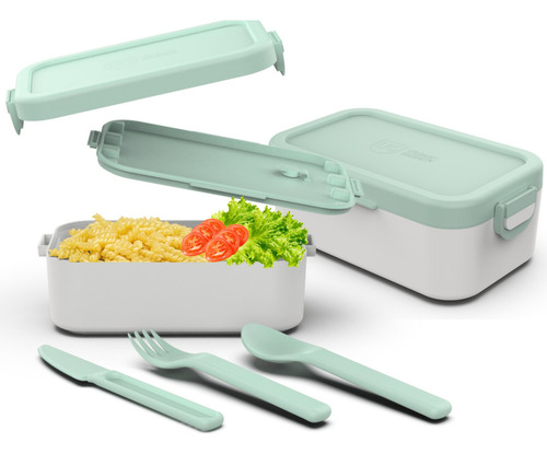 Marmita Japonesa Bento Box Kit 2 Unidades 600ml C/ Divisor Cor Verde-claro