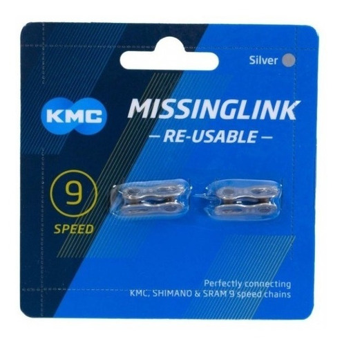 Emenda Corrente Kmc 9v Power Link Silver Prata - Speed Mtb