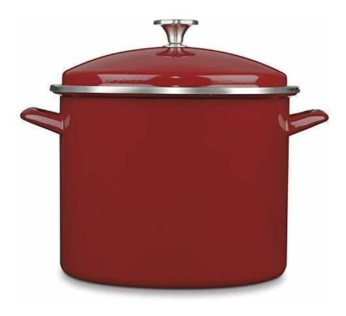 Cuisinart Enamel Stockpot With Cover, 16-quart, Red
