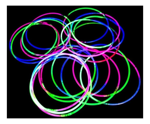 Imagen 2 de 10 de Collares De Neón Químicos Bicolor X 25 - Collar Luminoso