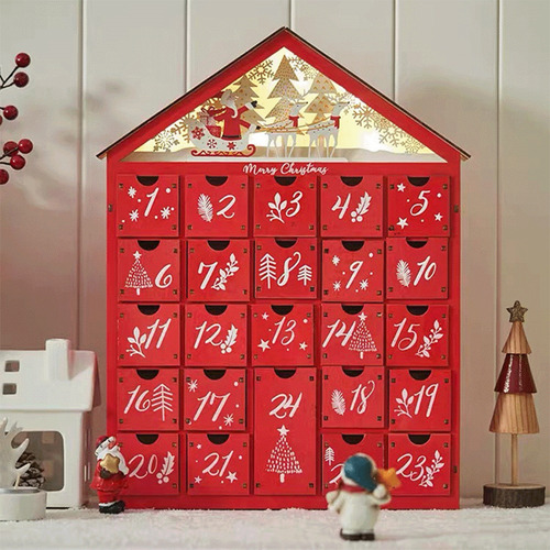 Casa De Madera Led Navidad Decorar Calendario De Adviento