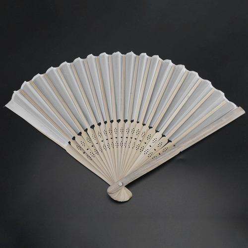 Abanico De Mano De Tela De Color Blanco De 21 Cm Por Lote, A