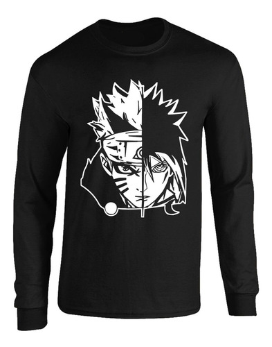 Camibuso Negro Camiseta Manga Larga Naruto Sasuke