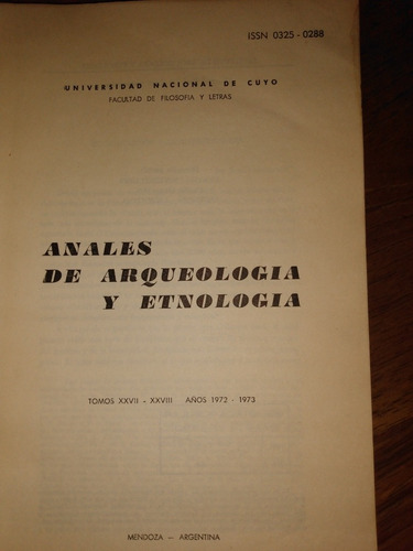 Arqueologìa Y Etnología  Universidad Cuyo 1972-1973 E7
