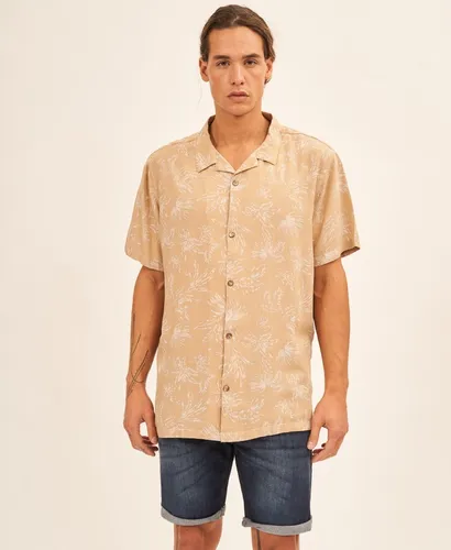 Camisa Leiko Idrogeno Beige Hombre Mangas Cortas