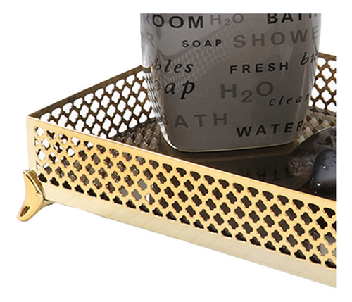 Bandeja Sala Jantar Copos Espelhada Metal 12x22cm Dourado