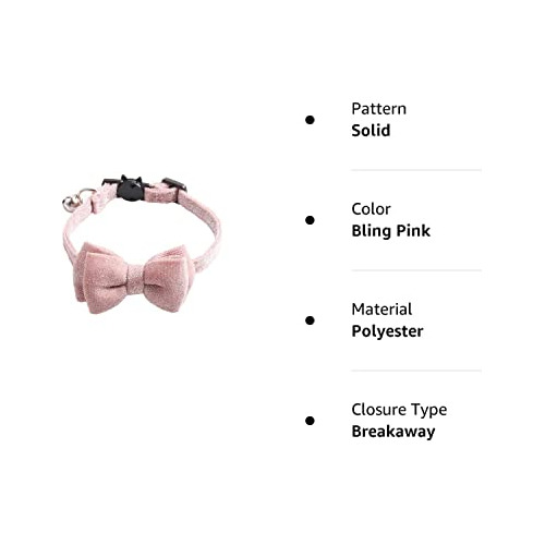 Collar De Gato Separable Con Pajarita, Collar De Gatito Rosa