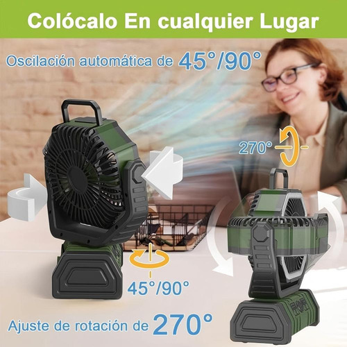Ventilador De Escritorio Giratorio Usb Banna Escritorio Ventilador De Pared Giratorio De Recargable Oficina,viajes (verde)