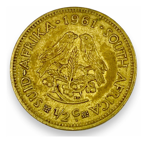 Wow Interesante Moneda De Sudáfrica De 1/2 Centavo Año 1961 (Usado)