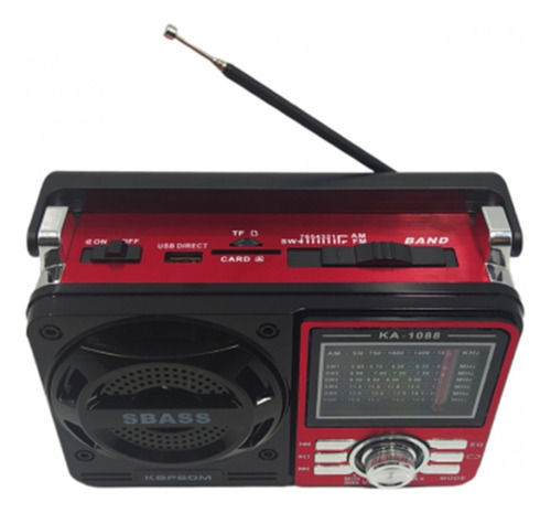 Radio Retro Modelo Antigo Com Lanterna Portatil Usb P2 Tf Cor Vermelho 110v/220v