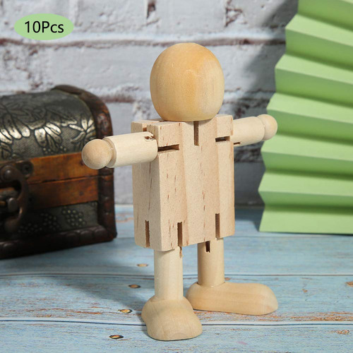 Figuras De Robot De Madera Sin Terminar Para Bricolaje, 10 P