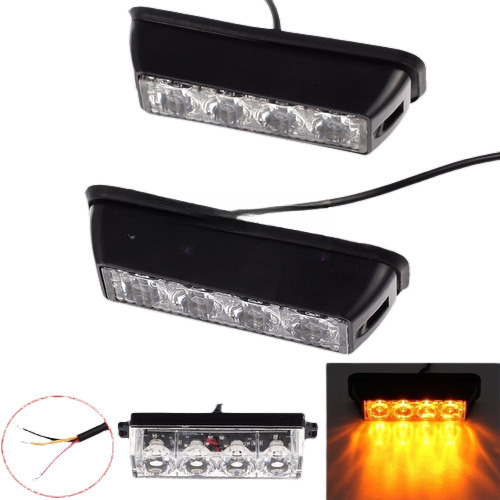 2pcs Impermeable 4led Peligro Emergencia Advertencia Estrobo