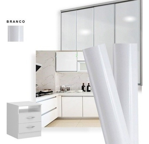 Adesivo Vinilico P/ Envelopamento Recorte Branco 6m X 50cm Cor Branco Brilho