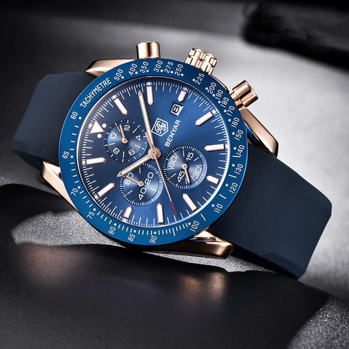 Watch By Benyar Chronograph Quartz Para Hombre, Resistente A