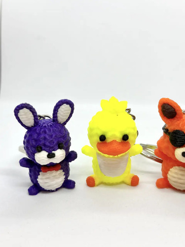 Set 4 Llaveros Fnaf Estilo Crochet Impreso En 3d