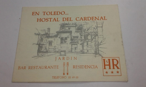Folleto Bar Hostal Del Cardenal Toledo España