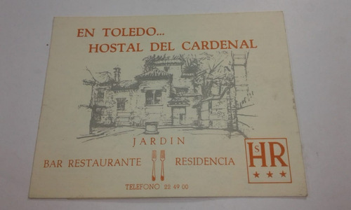 Folleto Bar Hostal Del Cardenal Toledo España 