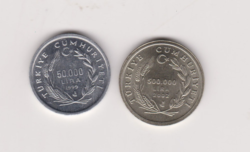 Lote 2 Moneda Turquia Año 1999+2002 Sin Circular