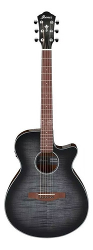 Violão eletroacústica Ibanez AEG70 para destros transparent charcoal burst nogueira brilhante