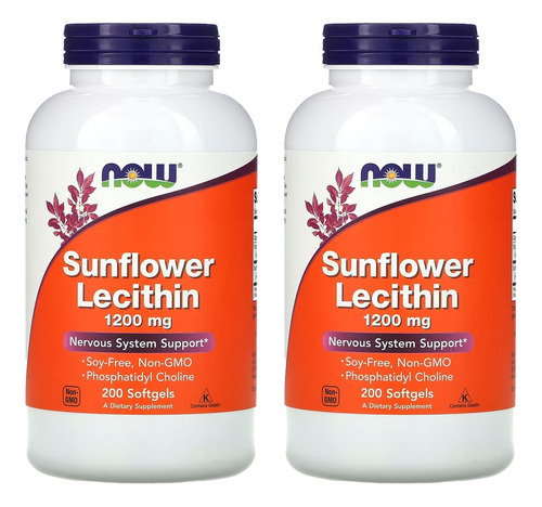 Sunflower Lecithin Lecitina E Girassol Now Foods 200soft 2un Sabor Sem sabor