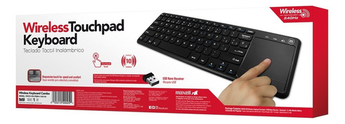 Teclado Inalámbrico Maxell Touchpad Wireless 10mts [348106] Color del teclado Negro