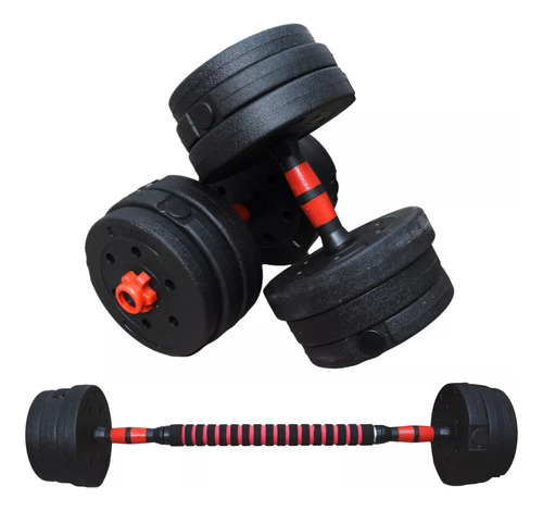 Set De Mancuernas 10kg Barra Armable Ajustable Pesas Discos