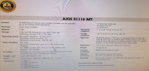 Nvr Axis S1116-mt