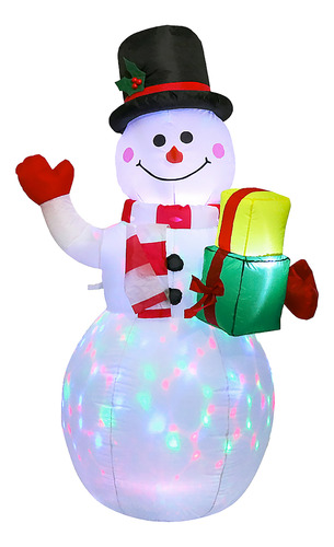 Adorno Navideño Inflable 5ft Muñeco De Nieve Giratorio Con L