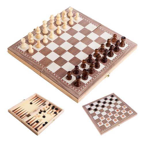 Model Chess Wooden Entertainment Toys Games 3 Em 1 Xadrez E
