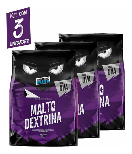 Imagem 1 de 3 de Maltodextrina - 1kg- Sabor Uva - Kit Com 3