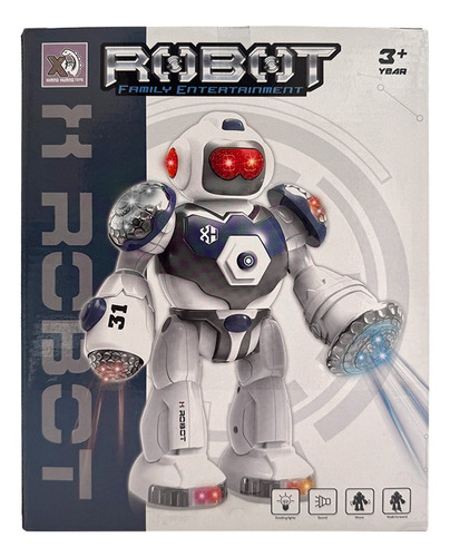 Robot 5 Con Luces Y Sonido Robot Con Luces Blanco