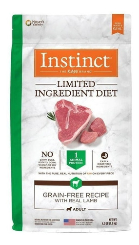 Alimento Instinct Limited Ingredient Diet para perro adulto todos los tamaños sabor cordero en bolsa de 2kg