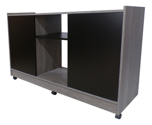 Mueble Credenza Para Tv Con Ruedas Minimalista Color Lombardia / Negro Mate