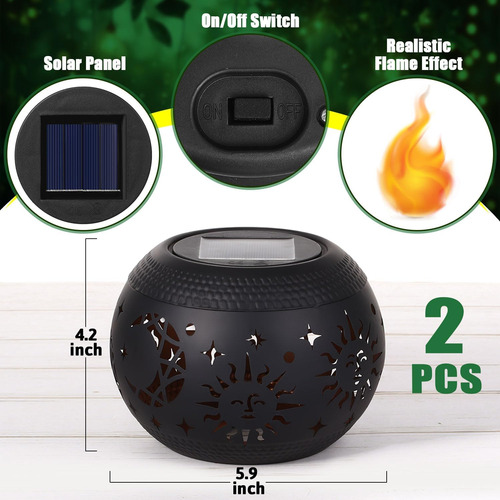 Linterna Solar De Mesa Impermeable De Metal Con Modo Automát