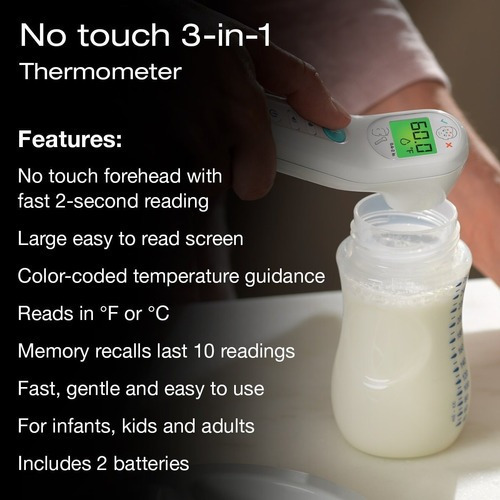 Termómetro Braun no touch 3 en 1 para niños, comida, baño