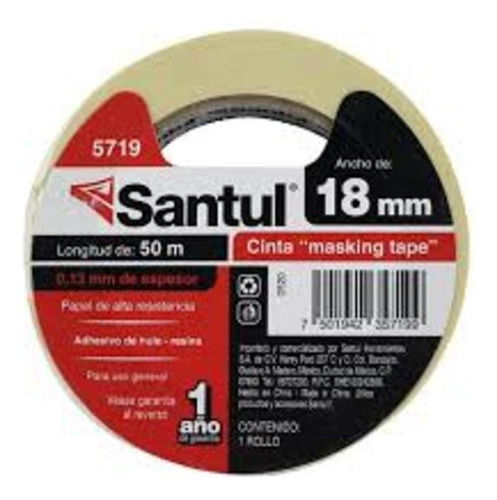 6 Pzs. Cinta Masking Tape 18mm 3/4 50m