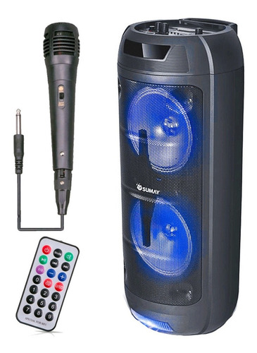Caixa De Som Bluetooth Tower 400w Sumay Bivolt Sm-cap30 +mic Cor Preto 110V/220V