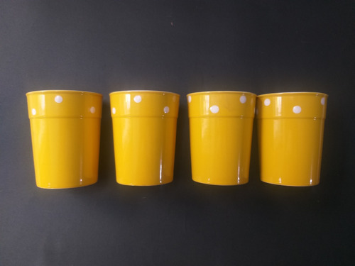 4 Vasos De Vidrio Amarillo