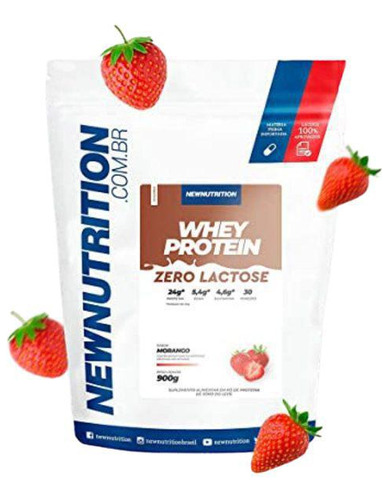 Whey Protein Zero Lactose Newnutrition De Morango 900g